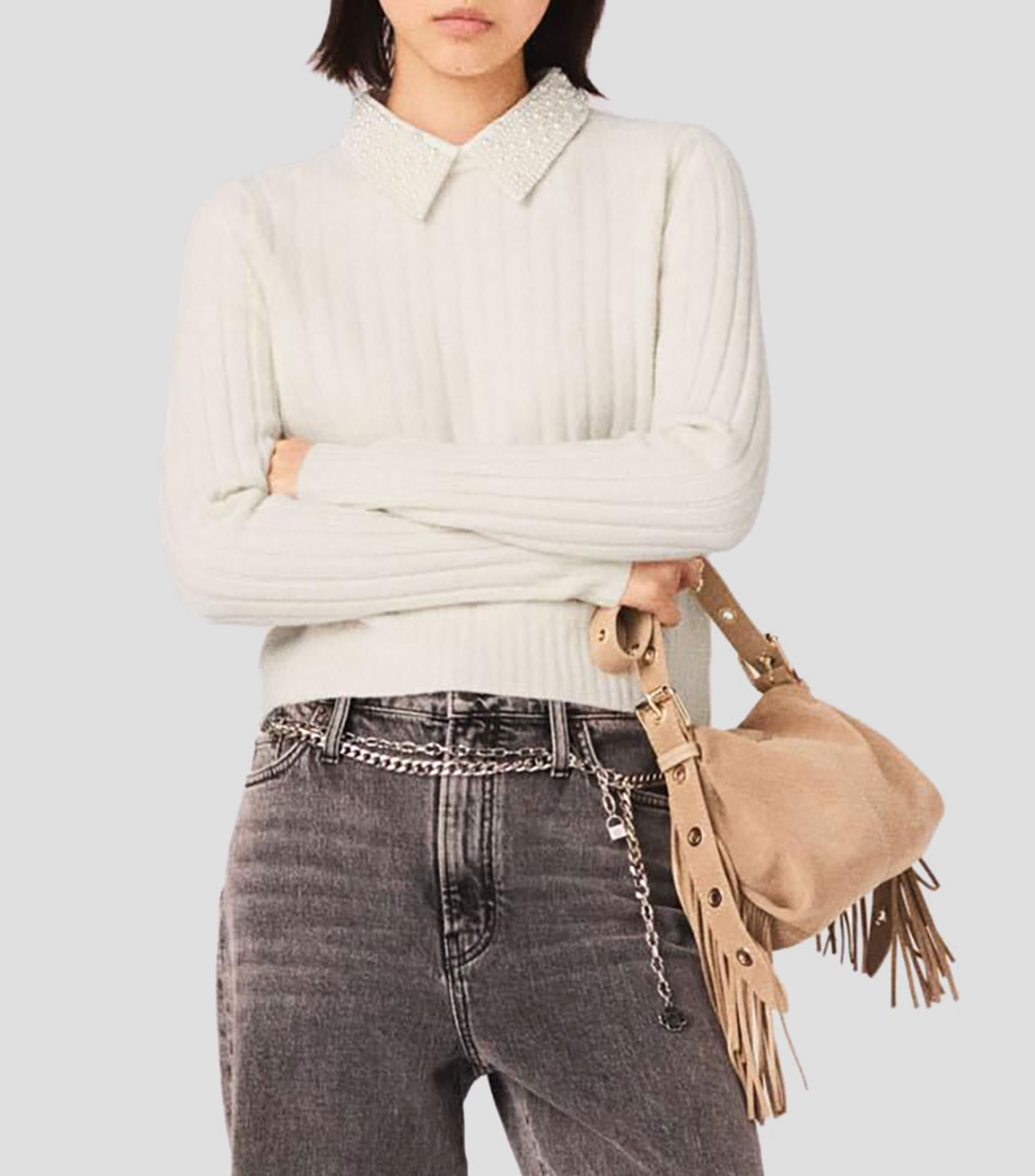 Suéter cuello camisero Mujer